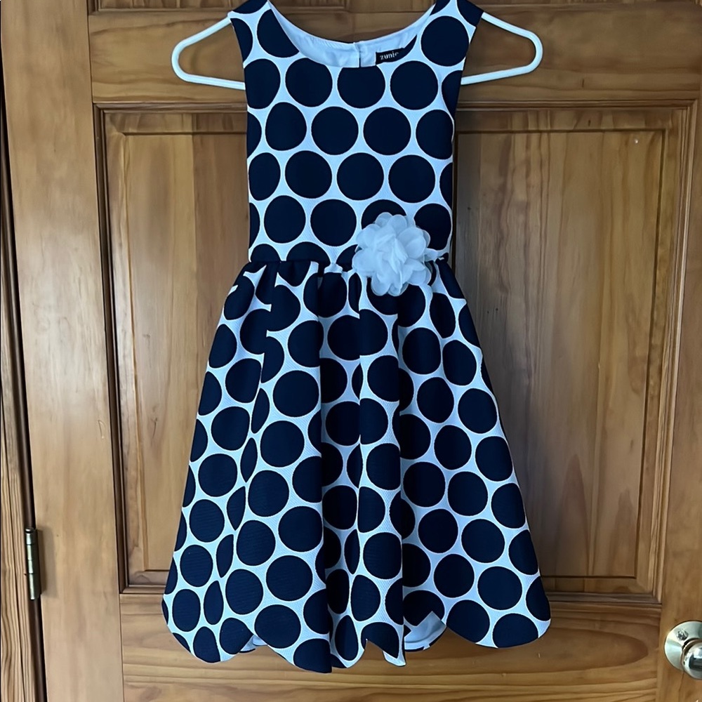 Navy Polka Dot Kids Dress